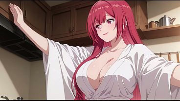 Anak Tiri Pulang Cepat, Lihat Ibu Tiri Masak Pakai Baju Tipis. Kureha Enomoto Cosplay Panas (ai-generated)